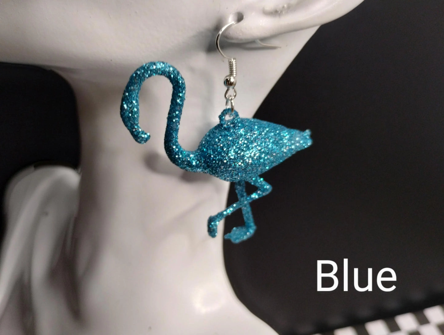 Divine Pink Flamingo Glittery Earrings
