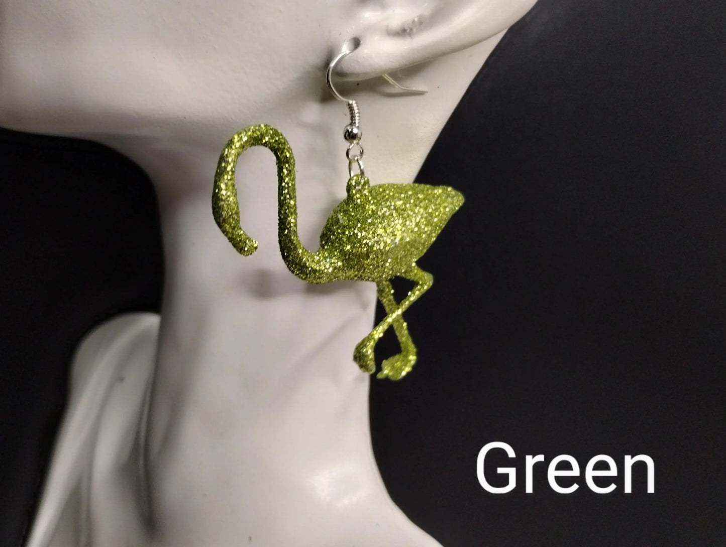 Divine Pink Flamingo Glittery Earrings