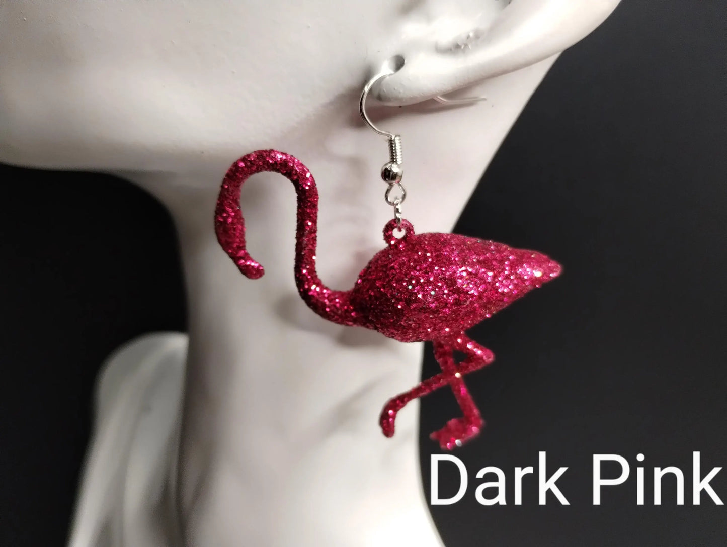 Divine Pink Flamingo Glittery Earrings