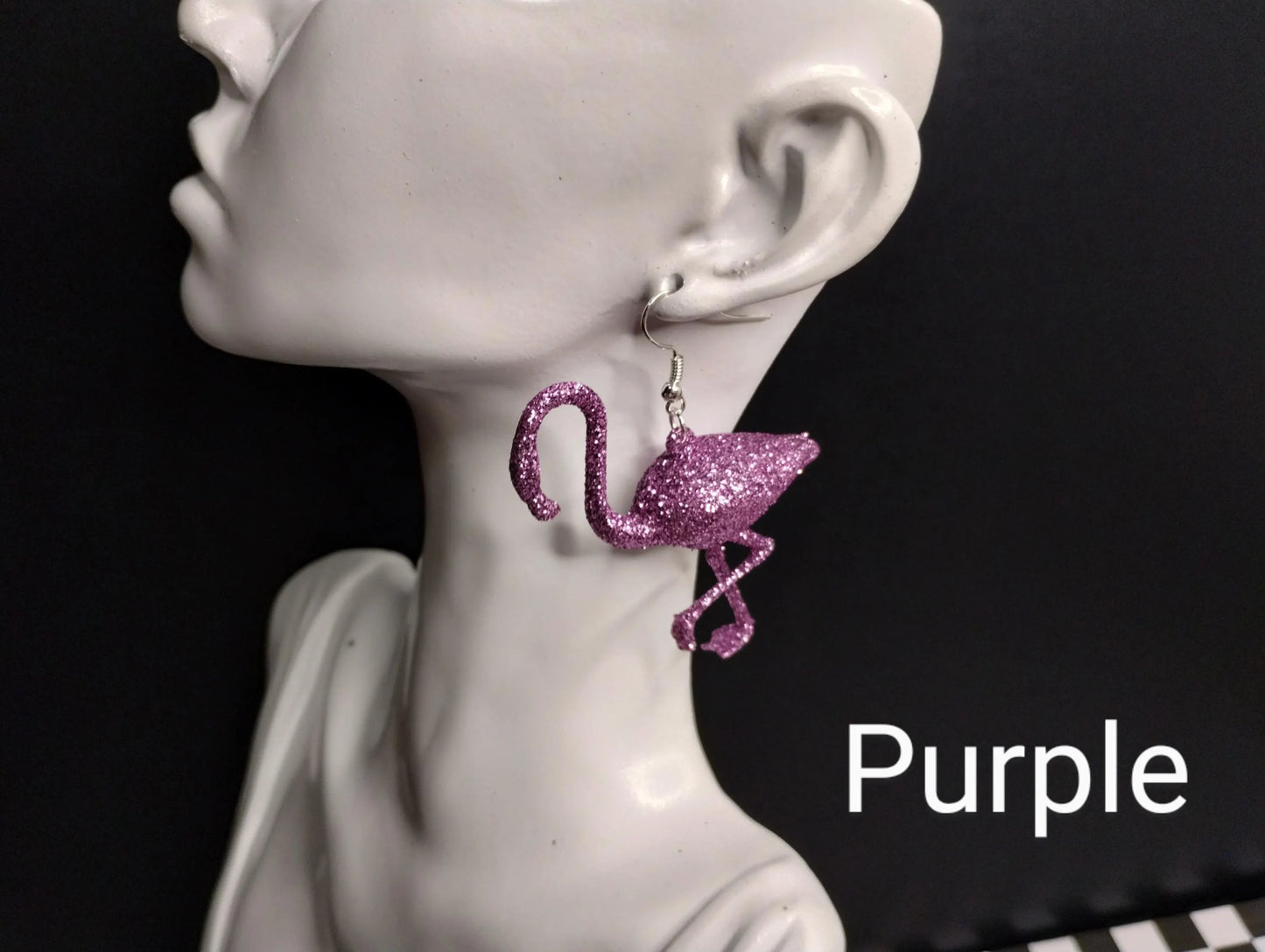Divine Pink Flamingo Glittery Earrings