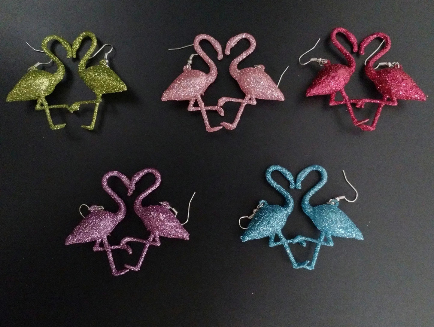Divine Pink Flamingo Glittery Earrings